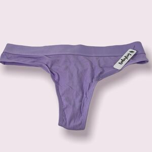 NWT BOOTAYBAG Purple Ribbed Cotton Thong - Small